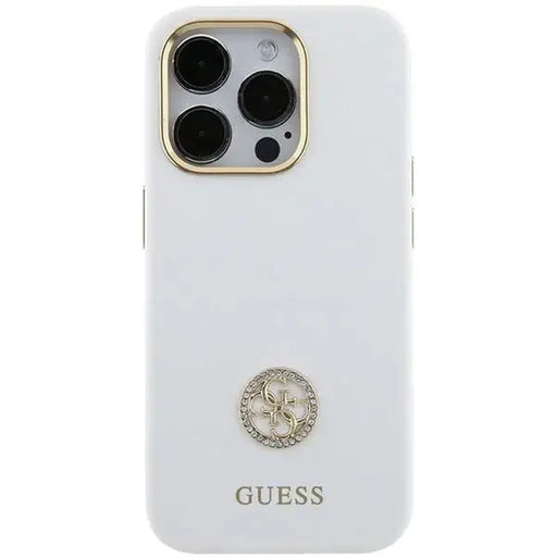 Кейс Guess Silicone Logo Strass 4G за iPhone 15 бял