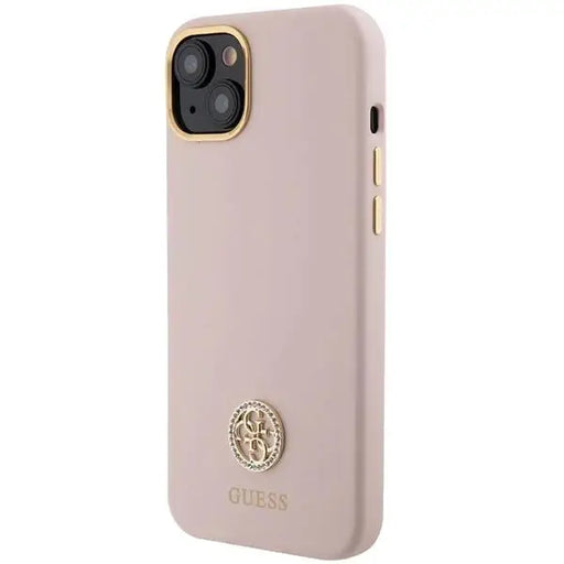 Кейс Guess Silicone Logo Strass 4G за iPhone 15 светлорозов