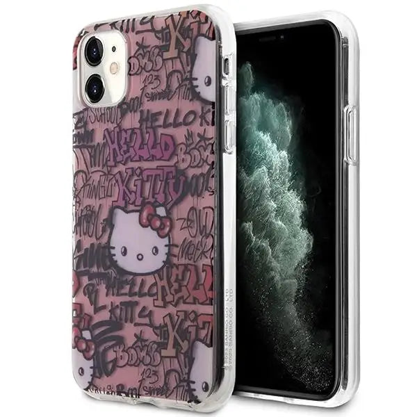 Кейс Hello Kitty IML Tags Graffiti за iPhone 11 / Xr розов