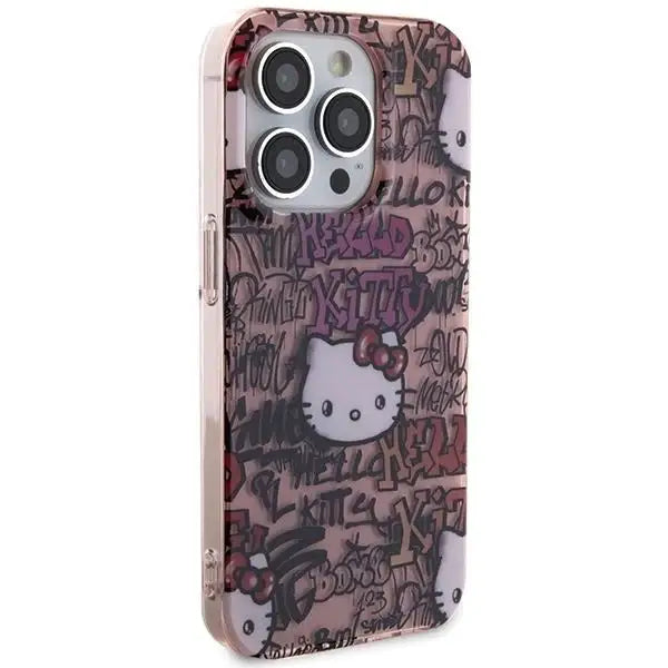 Кейс Hello Kitty IML Tags Graffiti за iPhone 13 Pro / розов