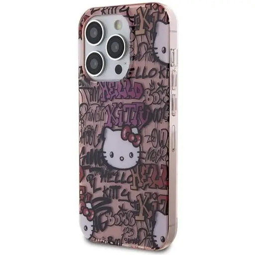 Кейс Hello Kitty IML Tags Graffiti за iPhone 13 Pro / розов