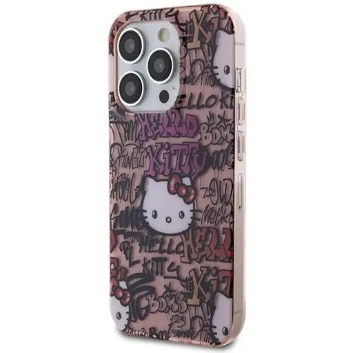 Кейс Hello Kitty IML Tags Graffiti за iPhone 15 Pro розов