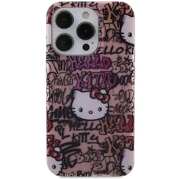 Кейс Hello Kitty IML Tags Graffiti за iPhone 15 Pro розов