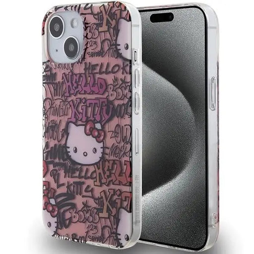 Кейс Hello Kitty IML Tags Graffiti за iPhone 15 розов