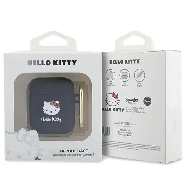 Кейс Hello Kitty Silicone 3D Head за AirPods 1/2 черен