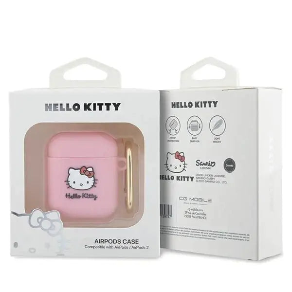 Кейс Hello Kitty Silicone 3D Head за AirPods 1/2 розов