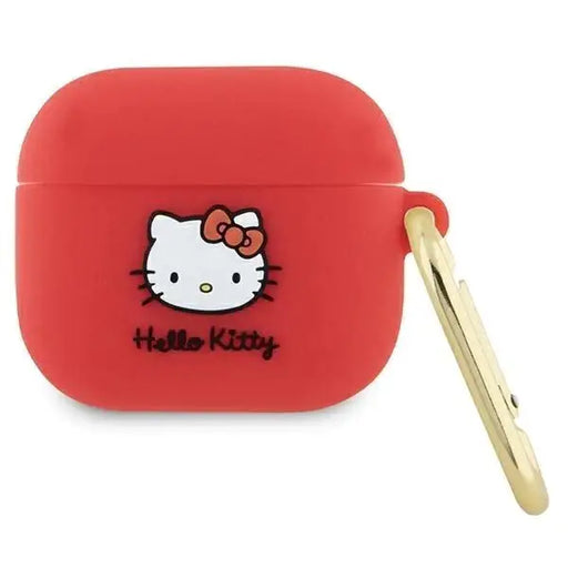 Кейс Hello Kitty Silicone 3D Head за AirPods 3 червен