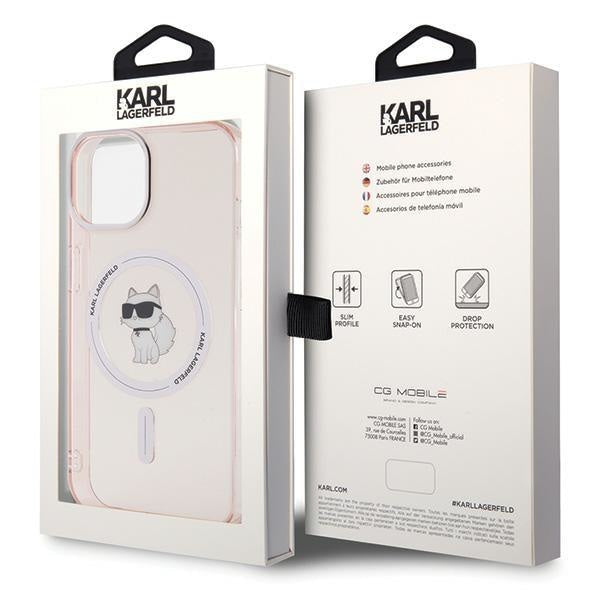 Кейс Karl Lagerfeld IML Choupette MagSafe за iPhone 15 розов