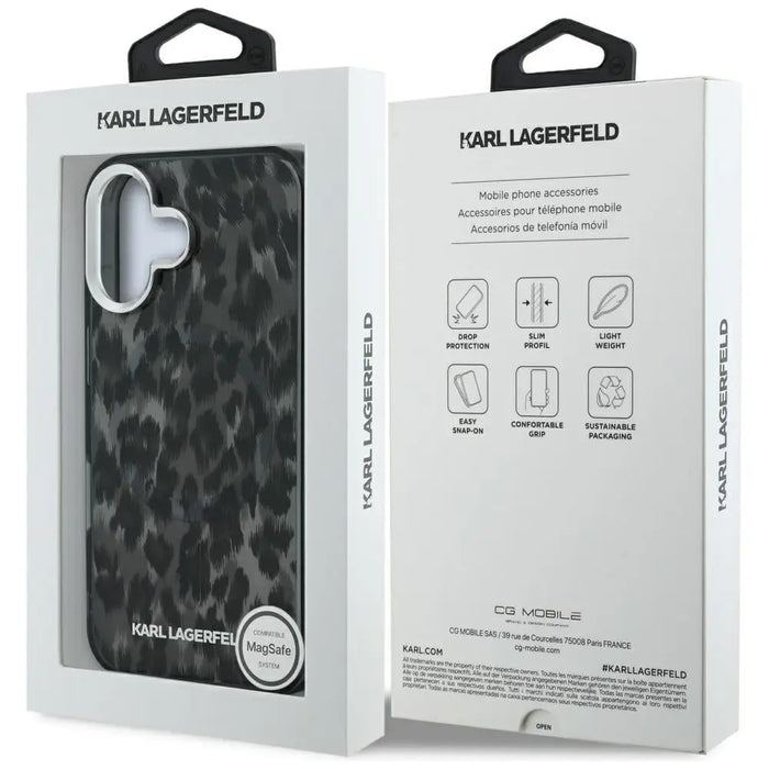 Кейс Karl Lagerfeld IML с леопардов мотив MagSafe за iPhone