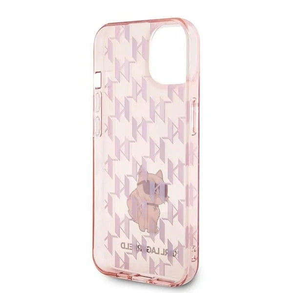 Кейс Karl Lagerfeld Monogram Choupette за iPhone 15 розов