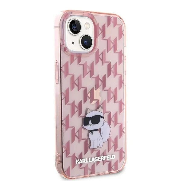 Кейс Karl Lagerfeld Monogram Choupette за iPhone 15 розов