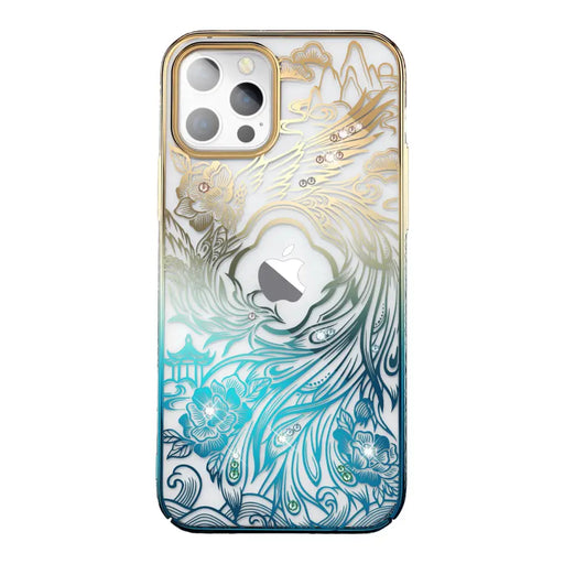 Кейс Kingxbar Phoenix Crystals за iPhone 14 синьо и златисто