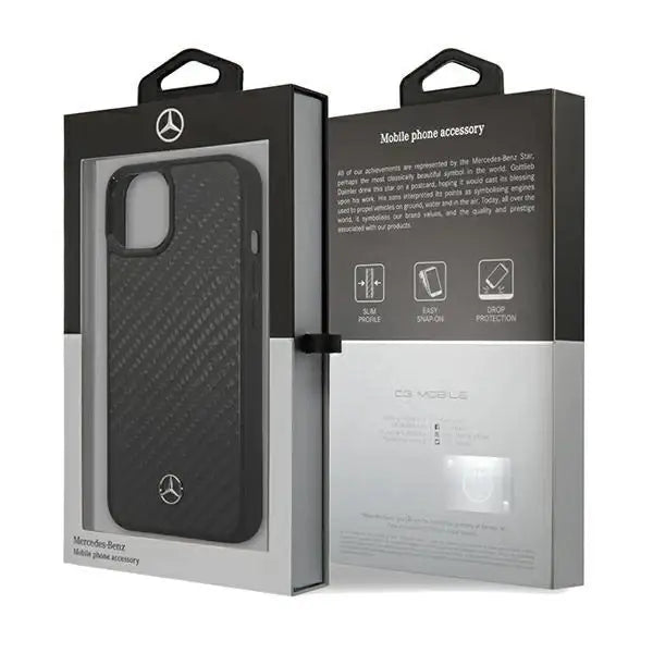 Кейс Mercedes Carbon Fiber Dynamic за iPhone 15 черен