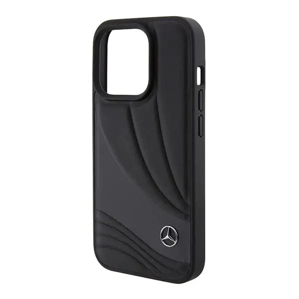 Кейс Mercedes Leather Wave Pattern за iPhone 15 Pro черен