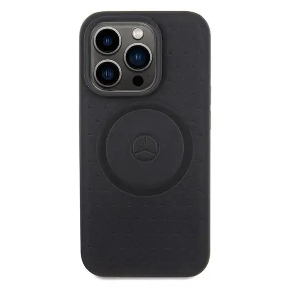 Кейс Mercedes Star Pattern Leather MagSafe за iPhone