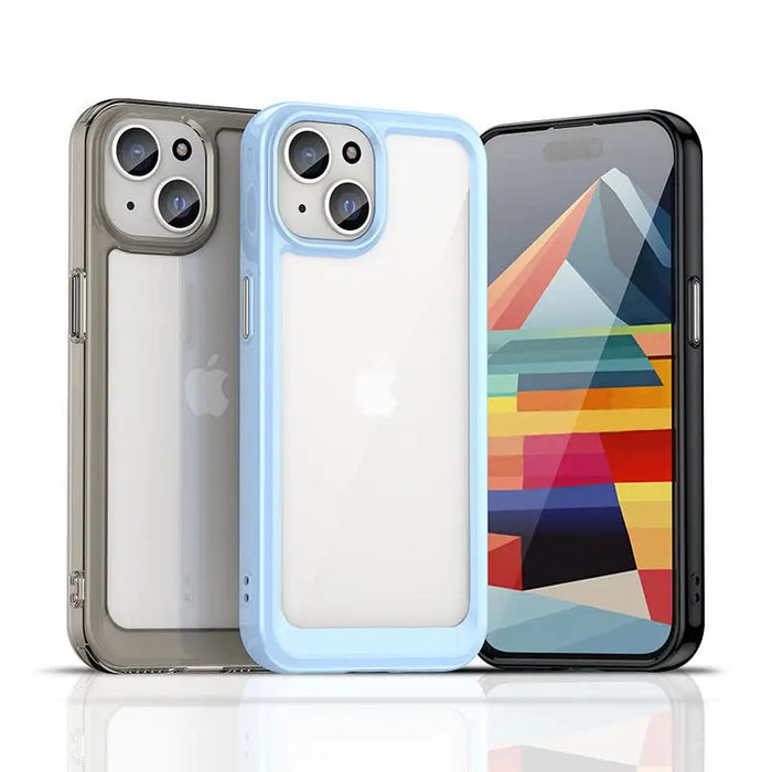 Кейс с гъвкава рамка HQWear Outer Space за iPhone 15 син