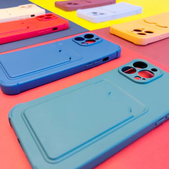 Кейс с отделение за карти HQWear за iPhone XR Небесносин
