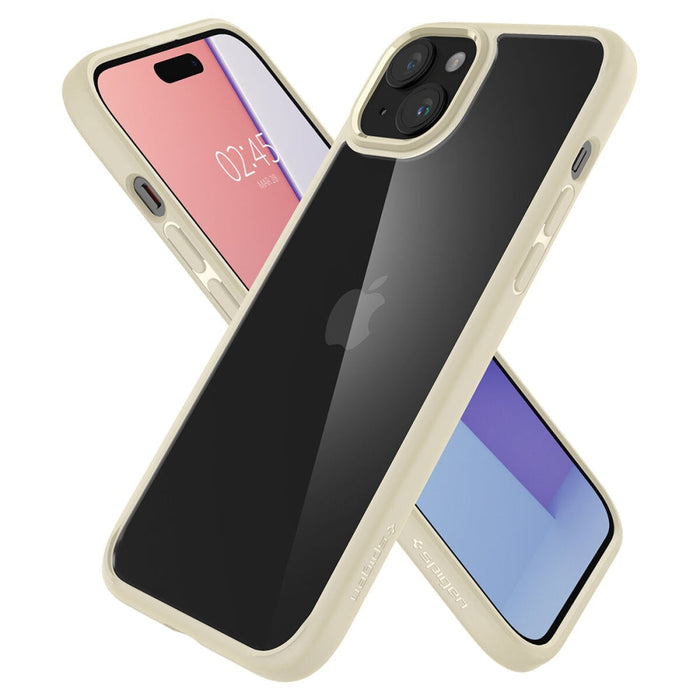 Кейс Spigen Crystal Hybrid за iPhone 15 Plus с бежова рамка