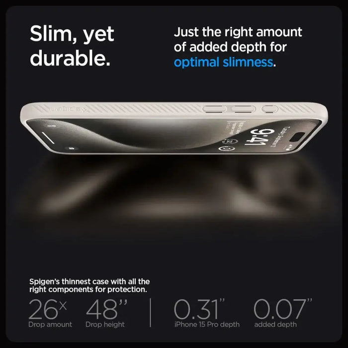 Кейс Spigen Liquid Air за iPhone 15 Pro natural titanium