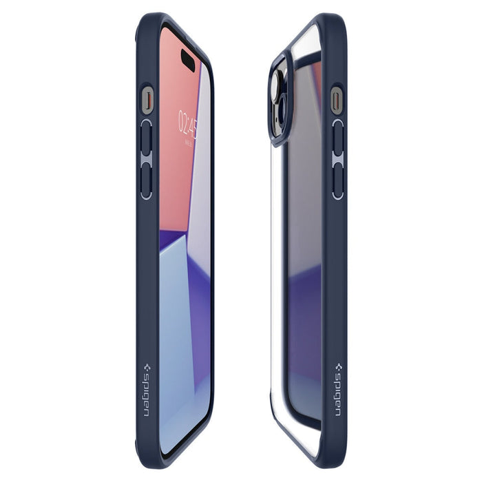 Кейс Spigen Ultra Hybrid за iPhone 15 Plus с тъмносиня рамка