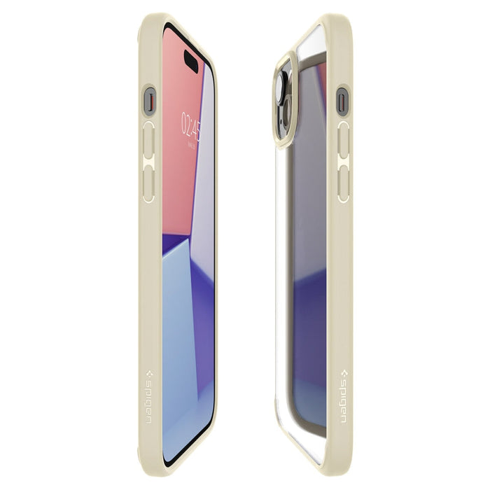 Кейс Spigen Ultra Hybrid за iPhone 15 прозрачен с бежова