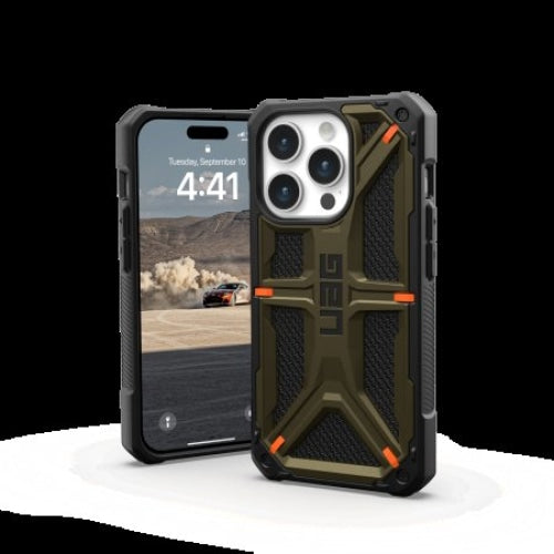 Кейс UAG Monarch за iPhone 15 Pro kevlar element green