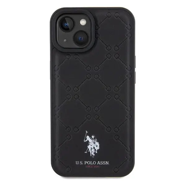 Кейс US Polo Assn. Yoke Pattern за iPhone 15 / 14 / 13 черен