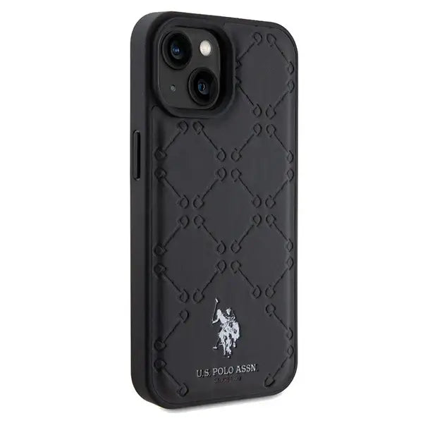 Кейс US Polo Assn. Yoke Pattern за iPhone 15 / 14 / 13 черен