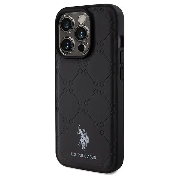 Кейс US Polo Assn. Yoke Pattern за iPhone 15 Pro черен