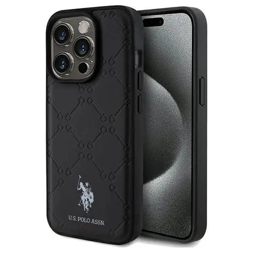 Кейс US Polo Assn. Yoke Pattern за iPhone 15 Pro Max черен