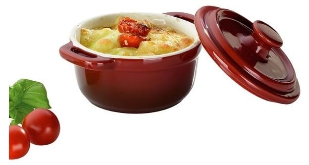 Керамично гювече с капак Kela - Malin, Ø 10 cm, червено