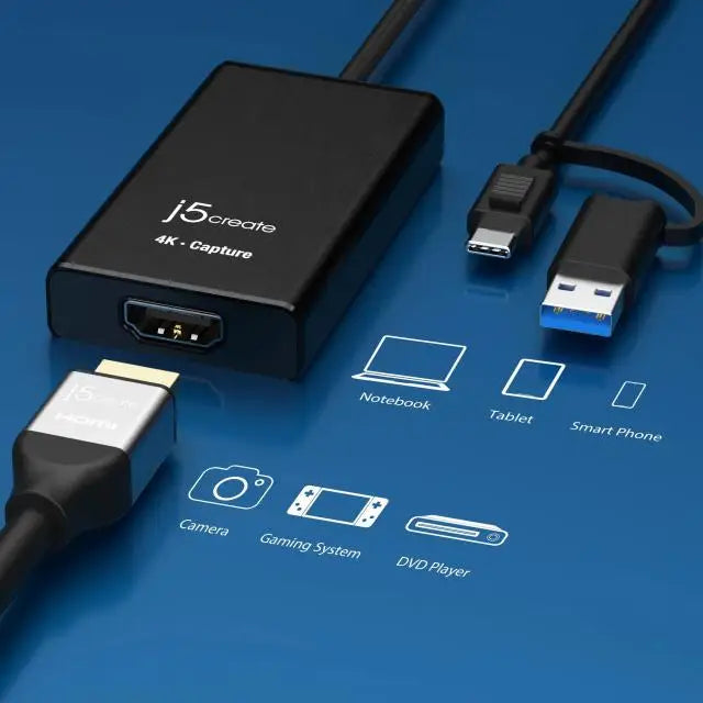 Кепчер адаптер j5create JVA11 HDMI - USB-C 4K Черен