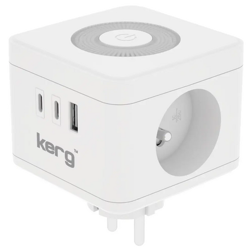 KERG SMART – Разклонител с 2 контакта + USB-A + USB-C