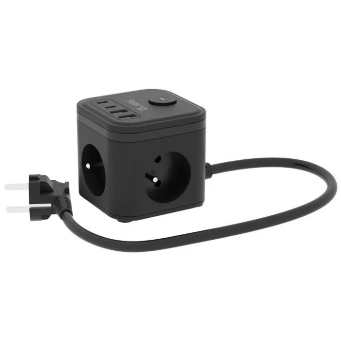 KERG SMART – Разклонител с 3 гнезда + USB-A + USB-C зарядно