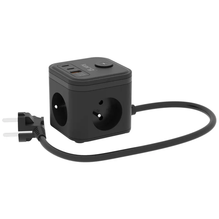 KERG SMART – Разклонител с 3 гнезда + USB-A + USB-C зарядно