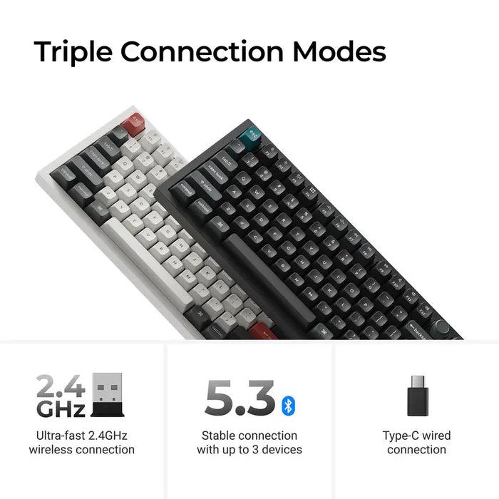 Безжична механичка клавиатура Keychron Q6 Ultra 8K Black - Silk POM Switch Brown