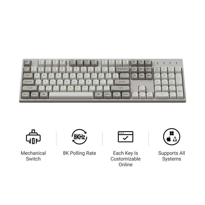 Геймърска Механична клавиатура Keychron C2 Pro 8K QMK - Super Brown Switch, Full Size