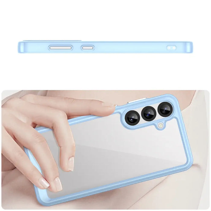 Кейс Outer Space с гел рамка за Samsung Galaxy S25 + - син