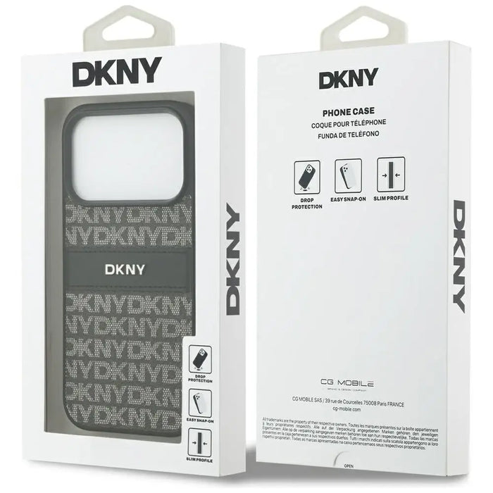 Кейс DKNY за iPhone 17 Pro с повтарящ се текстурен мотив