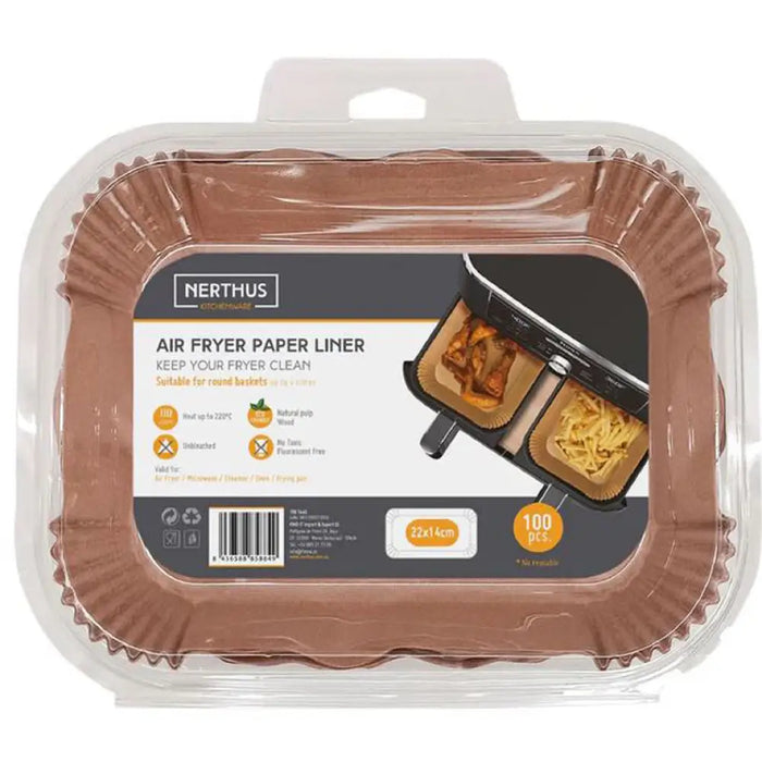 ХАРТИЕНА КОШНИЦА ЗА AIR FRYER ПРАВОЪГЪЛНИ 100 БР NERTHUS