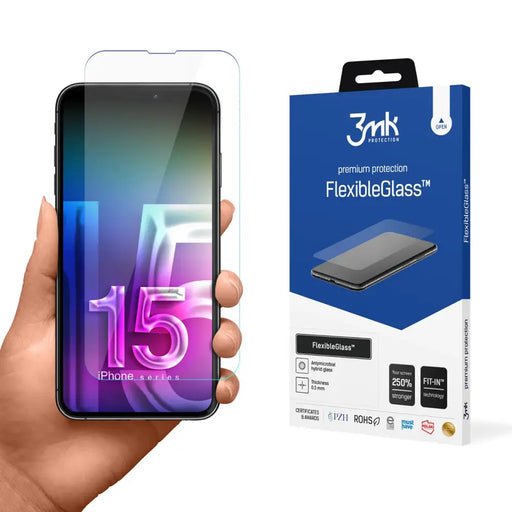 Хибридно стъкло 3mk FlexibleGlass v2.0 за Apple iPhone 15