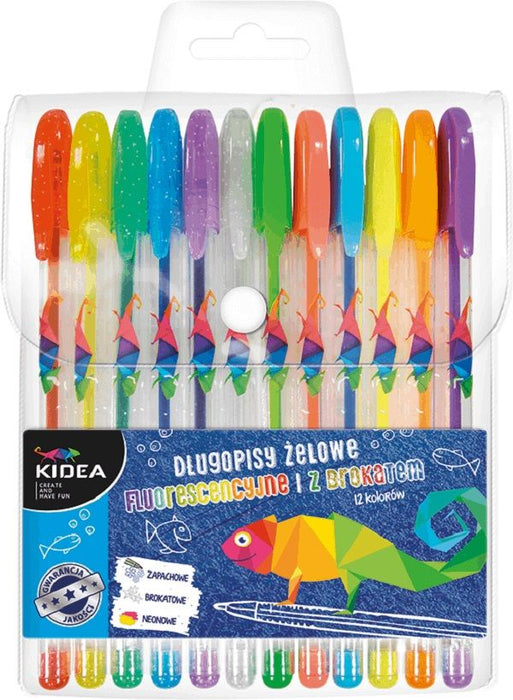 Брокатни гел химикалки Kidea - 12 цвята