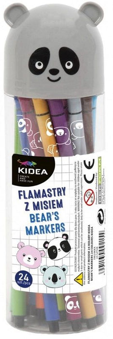 Флумастери Kidea - 24 цвята, тубус, асортимент