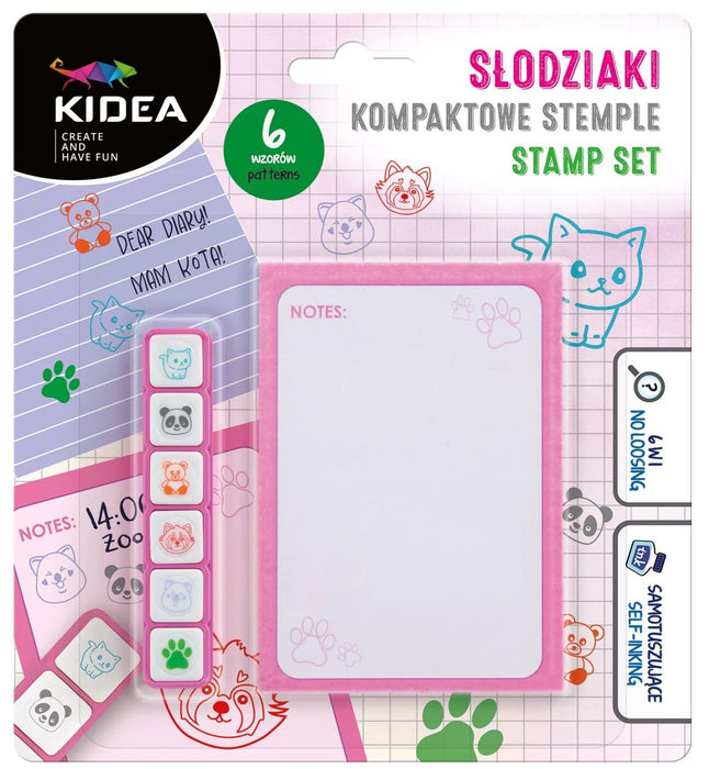 Комплект печати Kidea - Животни, 6 цвята + тефтерче