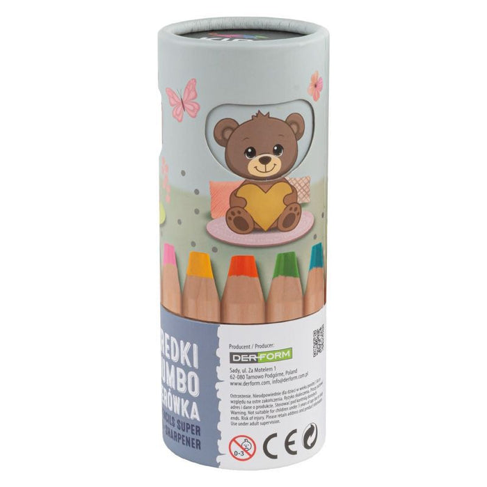 Цветни моливи с острилка Kidea - Super Jumbo