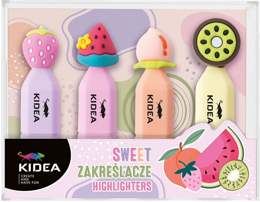 Комплект текстмаркери Kidea - Fruit, 4 броя