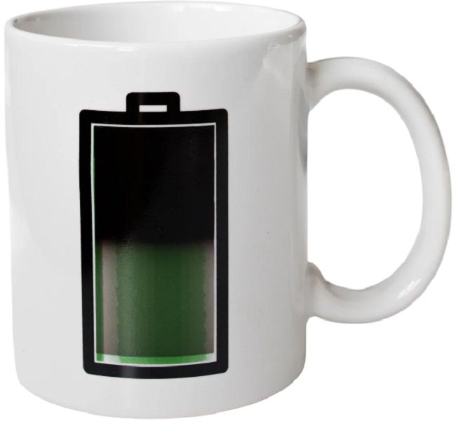 Чаша с термоефект Kikkerland - Зареди батериите, 355 ml