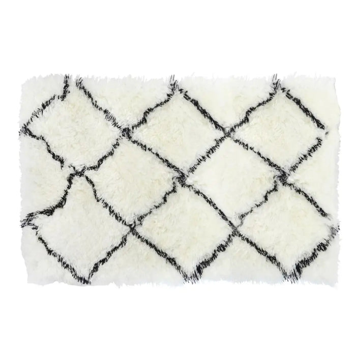 Килим DKD Home Decor 120 x 180 x 5 cm полиестер Бял Ромб