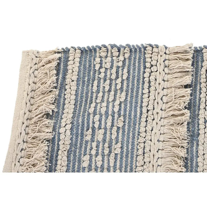 Килим DKD Home Decor 180 x 120 x 2 cm Син Памук Бял Boho
