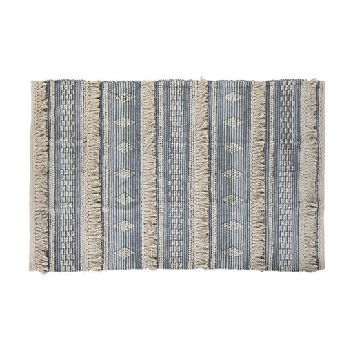 Килим DKD Home Decor 180 x 120 x 2 cm Син Памук Бял Boho